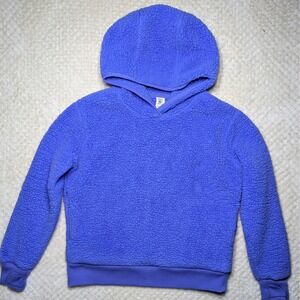 Athleta Girl Sherpa Hoodie Purple Fleece Pullover Youth S Cozy Hooded Sweatshirt